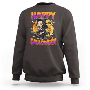 Funny Kamala Halloween Sweatshirt Happy Kalloween Harris Witch TS09 Dark Chocolate Print Your Wear