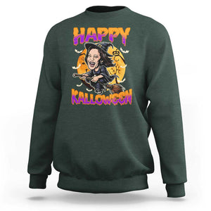 Funny Kamala Halloween Sweatshirt Happy Kalloween Harris Witch TS09 Dark Forest Green Print Your Wear