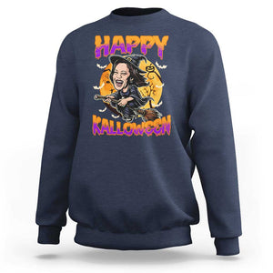 Funny Kamala Halloween Sweatshirt Happy Kalloween Harris Witch TS09 Navy Print Your Wear