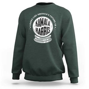 Funny Halloween Witch Kamala Forward Sweatshirt Looks Like America's Future Is Harris TS09 Dark Forest Green Print Your Wear