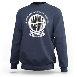 Funny Halloween Witch Kamala Forward Sweatshirt Looks Like America's Future Is Harris TS09 Navy Print Your Wear