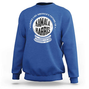 Funny Halloween Witch Kamala Forward Sweatshirt Looks Like America's Future Is Harris TS09 Royal Blue Print Your Wear