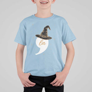 Comma La Harris T Shirt For Kid Kamala Halloween Witch TS09 Light Blue Print Your Wear