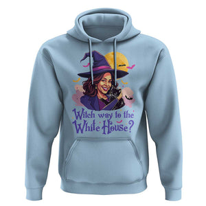 Funny Halloween Witch Kamala Hoodie Witch Way To The White House TS09 Light Blue Print Your Wear