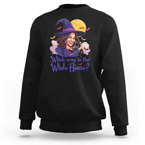 Funny Halloween Witch Kamala Sweatshirt Witch Way To The White House TS09 Black Print Your Wear