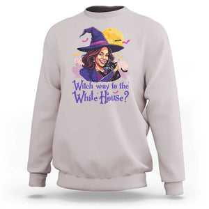 Funny Halloween Witch Kamala Sweatshirt Witch Way To The White House TS09 Ice Gray Print Your Wear