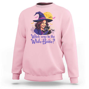 Funny Halloween Witch Kamala Sweatshirt Witch Way To The White House TS09 Light Pink Print Your Wear