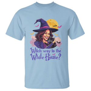 Funny Halloween Witch Kamala T Shirt Witch Way To The White House TS09 Light Blue Print Your Wear