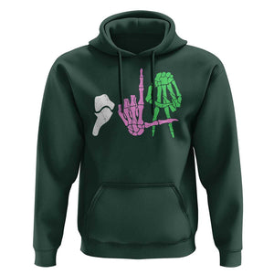 Funny Comma La Harris Hoodie Kamala Halloween Skeleton Hand Sign TS09 Dark Forest Green Print Your Wear