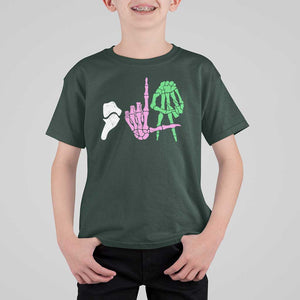 Funny Comma La Harris T Shirt For Kid Kamala Halloween Skeleton Hand Sign TS09 Dark Forest Green Print Your Wear