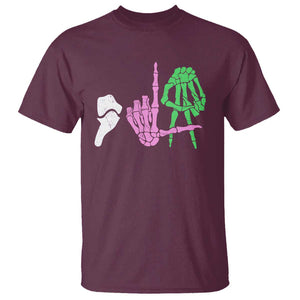 Funny Comma La Harris T Shirt Kamala Halloween Skeleton Hand Sign TS09 Maroon Print Your Wear