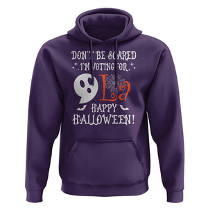 Funny Halloween Harris Hoodie Don't Be Scared I'm Voting For Kamala Comma Cute Ghost TS09 Purple Print Your Wear