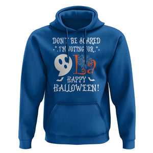 Funny Halloween Harris Hoodie Don't Be Scared I'm Voting For Kamala Comma Cute Ghost TS09 Royal Blue Print Your Wear