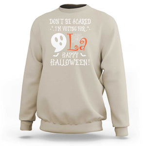 Funny Halloween Harris Sweatshirt Don't Be Scared I'm Voting For Kamala Comma Cute Ghost TS09 Sand Print Your Wear