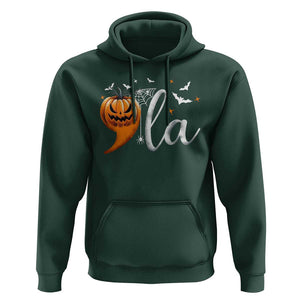 Halloween Comma La Harris Hoodie Kamala Support Pumkin Spooky Season TS09 Dark Forest Green Print Your Wear