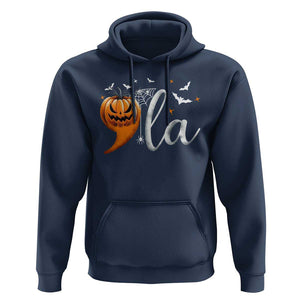 Halloween Comma La Harris Hoodie Kamala Support Pumkin Spooky Season TS09 Navy Print Your Wear