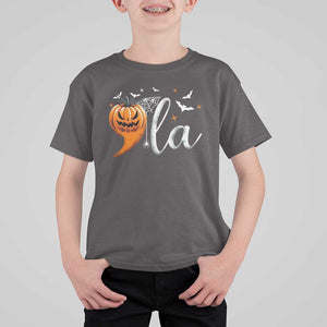 Halloween Comma La Harris T Shirt For Kid Kamala Support Pumkin Spooky Season TS09 Dark Chocolate Print Your Wear