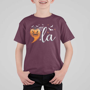 Halloween Comma La Harris T Shirt For Kid Kamala Support Pumkin Spooky Season TS09 Maroon Print Your Wear