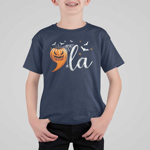 Halloween Comma La Harris T Shirt For Kid Kamala Support Pumkin Spooky Season TS09 Navy Print Your Wear