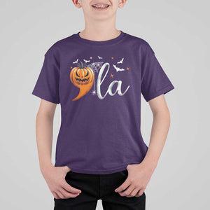 Halloween Comma La Harris T Shirt For Kid Kamala Support Pumkin Spooky Season TS09 Purple Print Your Wear