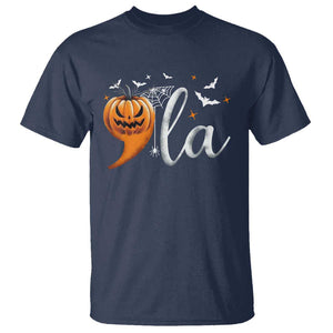 Halloween Comma La Harris T Shirt Kamala Support Pumkin Spooky Season TS09 Navy Print Your Wear