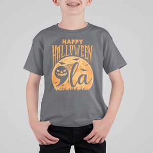 Funny Happy Halloween Comma La Harris T Shirt For Kid Kamala Support Pumkin Spooky Season TS09 Charcoal Print Your Wear