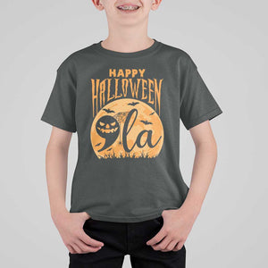 Funny Happy Halloween Comma La Harris T Shirt For Kid Kamala Support Pumkin Spooky Season TS09 Dark Heather Print Your Wear