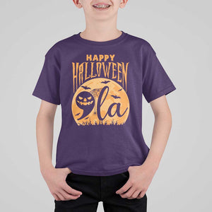 Funny Happy Halloween Comma La Harris T Shirt For Kid Kamala Support Pumkin Spooky Season TS09 Purple Print Your Wear