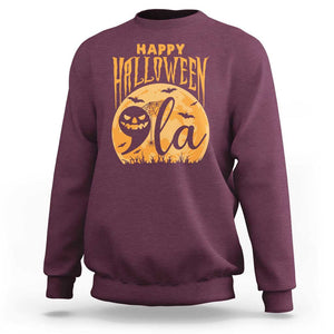 Funny Happy Halloween Comma La Harris Sweatshirt Kamala Support Pumkin Spooky Season TS09 Maroon Print Your Wear