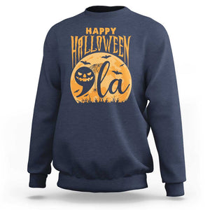 Funny Happy Halloween Comma La Harris Sweatshirt Kamala Support Pumkin Spooky Season TS09 Navy Print Your Wear