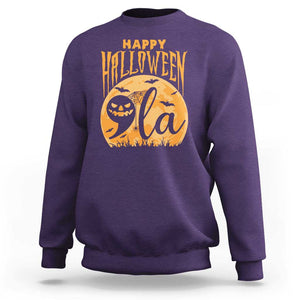 Funny Happy Halloween Comma La Harris Sweatshirt Kamala Support Pumkin Spooky Season TS09 Purple Print Your Wear