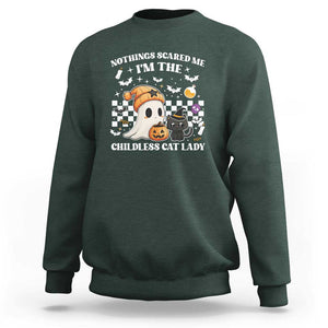 Funny Halloween Harris Sweatshirt Nothing Scares Me I'm The Childless Cat Lady Kamala 2024 TS09 Dark Forest Green Print Your Wear