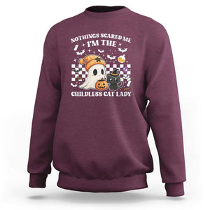 Funny Halloween Harris Sweatshirt Nothing Scares Me I'm The Childless Cat Lady Kamala 2024 TS09 Maroon Print Your Wear