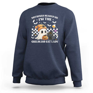 Funny Halloween Harris Sweatshirt Nothing Scares Me I'm The Childless Cat Lady Kamala 2024 TS09 Navy Print Your Wear