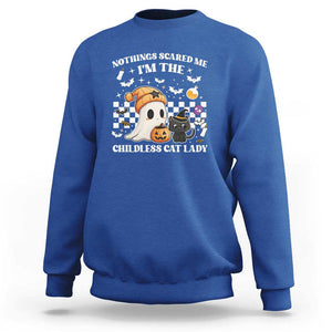 Funny Halloween Harris Sweatshirt Nothing Scares Me I'm The Childless Cat Lady Kamala 2024 TS09 Royal Blue Print Your Wear