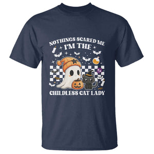 Funny Halloween Harris T Shirt Nothing Scares Me I'm The Childless Cat Lady Kamala 2024 TS09 Navy Print Your Wear