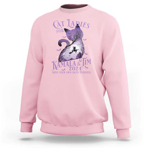 Cat Lady For Kamala Tim Sweatshirt Witch Cat Halloween Harris Mind Your Damn Business TS09 Light Pink Print Your Wear