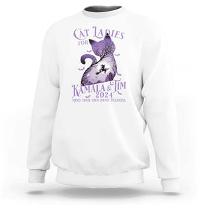 Cat Lady For Kamala Tim Sweatshirt Witch Cat Halloween Harris Mind Your Damn Business TS09 White Print Your Wear