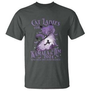 Cat Lady For Kamala Tim T Shirt Witch Cat Halloween Harris Mind Your Damn Business TS09 Dark Heather Print Your Wear