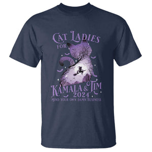 Cat Lady For Kamala Tim T Shirt Witch Cat Halloween Harris Mind Your Damn Business TS09 Navy Print Your Wear