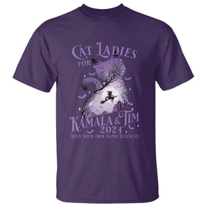 Cat Lady For Kamala Tim T Shirt Witch Cat Halloween Harris Mind Your Damn Business TS09 Purple Print Your Wear