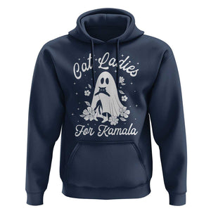Cat Ladies For Kamala Hoodie Witch And Cats Halloween Harris 2024 TS09 Navy Print Your Wear