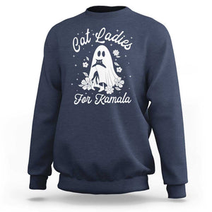 Cat Ladies For Kamala Sweatshirt Witch And Cats Halloween Harris 2024 TS09 Navy Print Your Wear