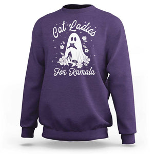 Cat Ladies For Kamala Sweatshirt Witch And Cats Halloween Harris 2024 TS09 Purple Print Your Wear