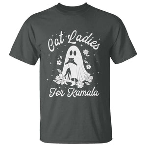 Cat Ladies For Kamala T Shirt Witch And Cats Halloween Harris 2024 TS09 Dark Heather Print Your Wear