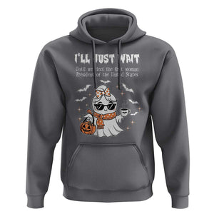 Funny Halloween Kamala 2024 Hoodie Ill just Wait President Election Cute Ghost Boo TS09 Charcoal Print Your Wear