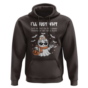 Funny Halloween Kamala 2024 Hoodie Ill just Wait President Election Cute Ghost Boo TS09 Dark Chocolate Print Your Wear