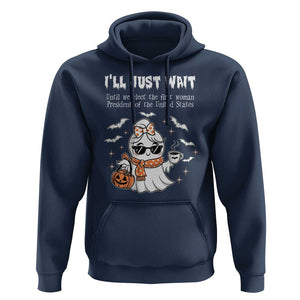 Funny Halloween Kamala 2024 Hoodie Ill just Wait President Election Cute Ghost Boo TS09 Navy Print Your Wear