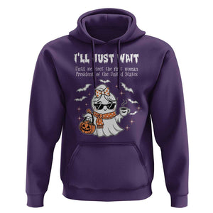 Funny Halloween Kamala 2024 Hoodie Ill just Wait President Election Cute Ghost Boo TS09 Purple Print Your Wear