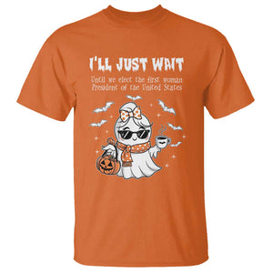 Funny Halloween Kamala 2024 T Shirt Ill just Wait President Election Cute Ghost Boo TS09 Orange Print Your Wear